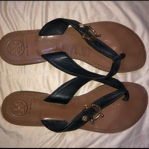 TORY BURCH- black/ tan Flip flops
